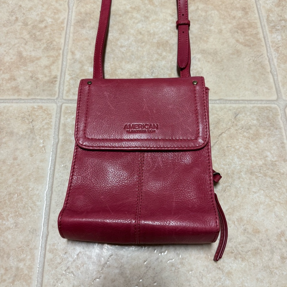 American Leather Co. Raspberry Crossbody Bag with Flap